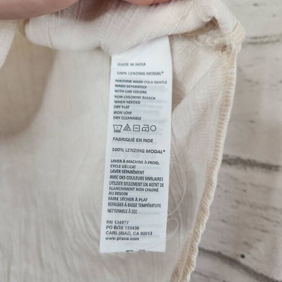 Prana Breathe Women's Natassa Crinkle Cream Sleeveless High Low Tunic Top Medium - Picture 10 of 12